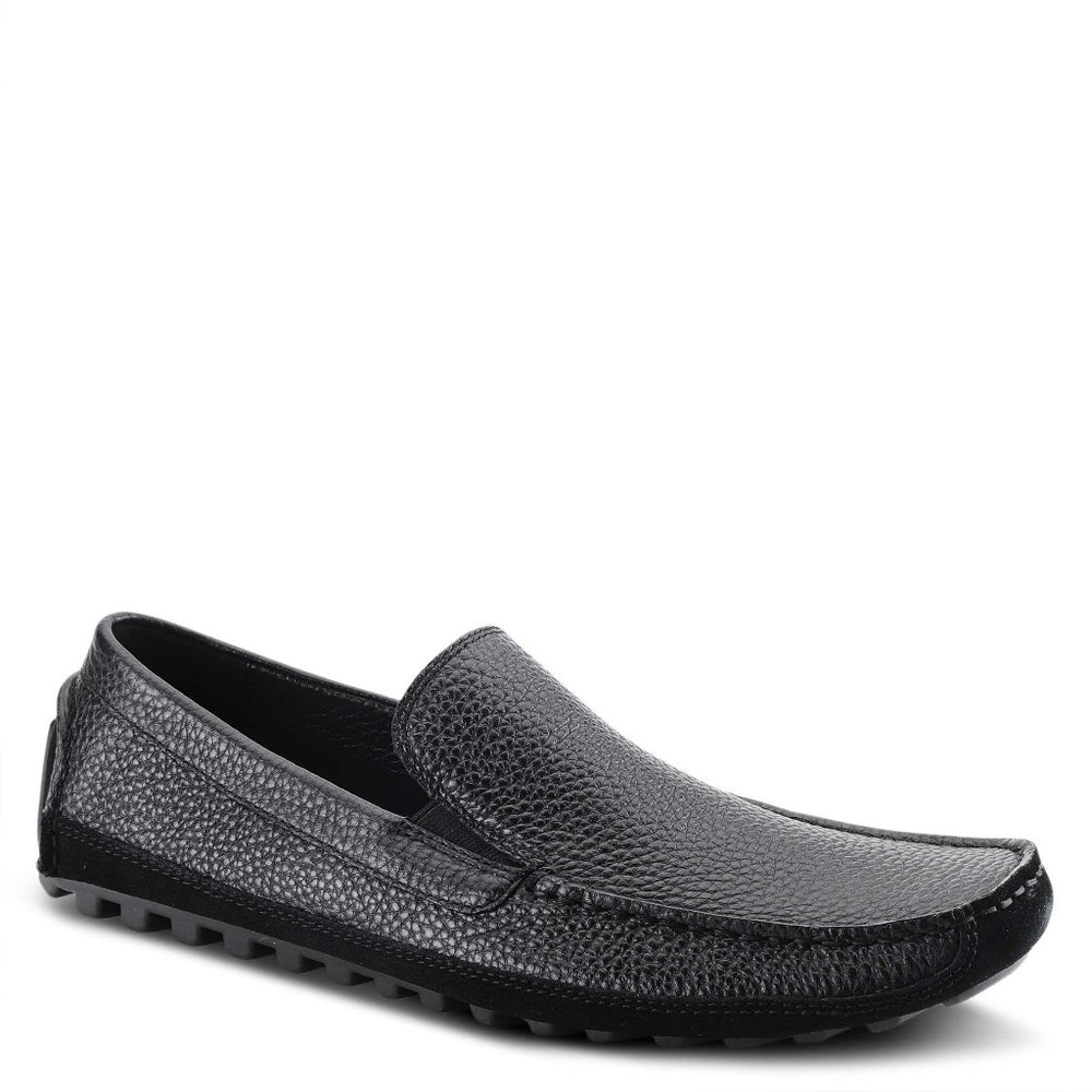 Spring Step Shoes Dover Men's Pebbled Leather Loafers BLACK